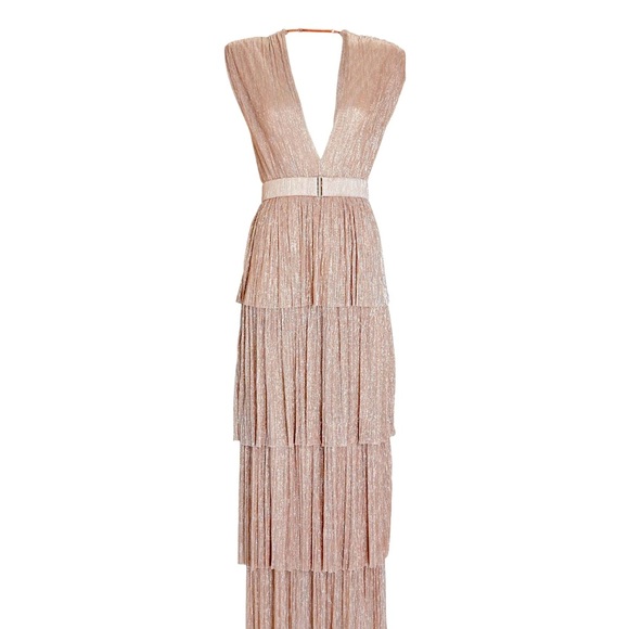 Sabina Musayev Dresses & Skirts - Sabina Musayev Pink Metallic Tiered Dress